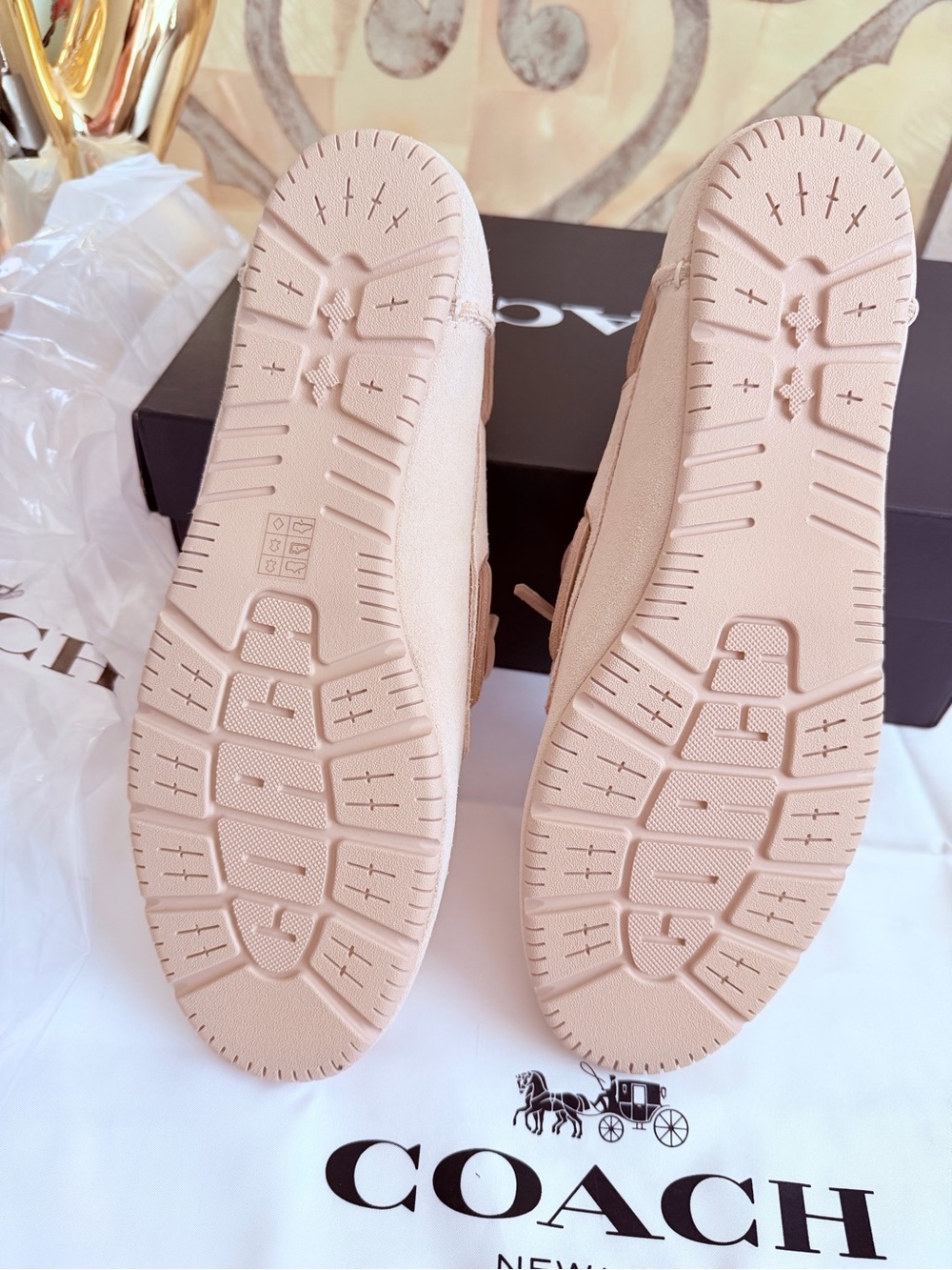 Coach Woman’s Ivory Suede Sculpt C Boat Shoe size 9B NIB - Picture 7 of 16